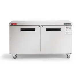 2 Door Undercounter Freezer, 60", Stainless Steel, 14.8 Cu.ft, 115v, -8°F to 0°F
