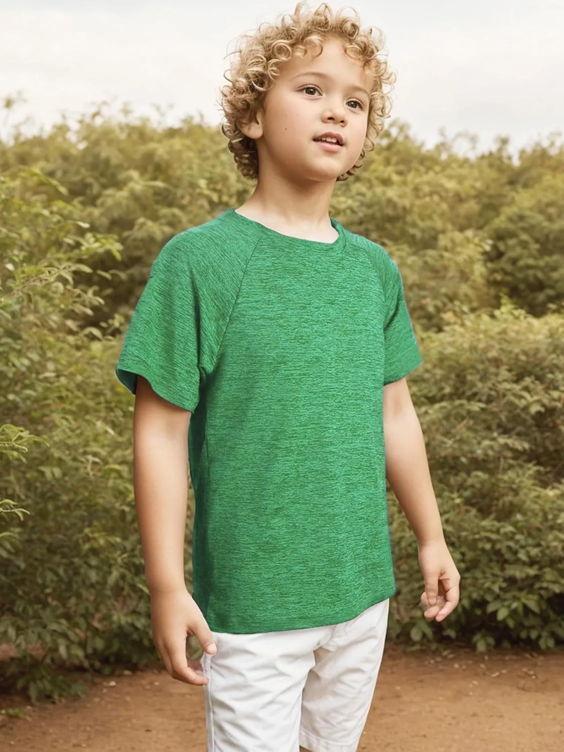 2 Pack Boys Dry-Fit Athletic Shirt Short Sleeve Crew Neck Moisture Wicking Performance Tees for Youth Teens 4-16Y