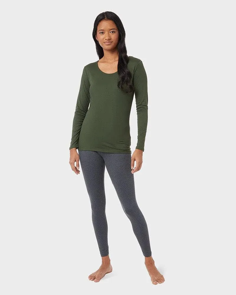 32 Degrees Women's Lightweight Baselayer Scoop Top | Long Sleeve | Form Fitting | 4-Way Stretch | Thermal