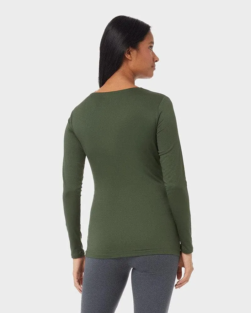 32 Degrees Women's Lightweight Baselayer Scoop Top | Long Sleeve | Form Fitting | 4-Way Stretch | Thermal