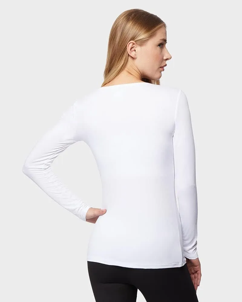 32 Degrees Women's Lightweight Baselayer Scoop Top | Long Sleeve | Form Fitting | 4-Way Stretch | Thermal