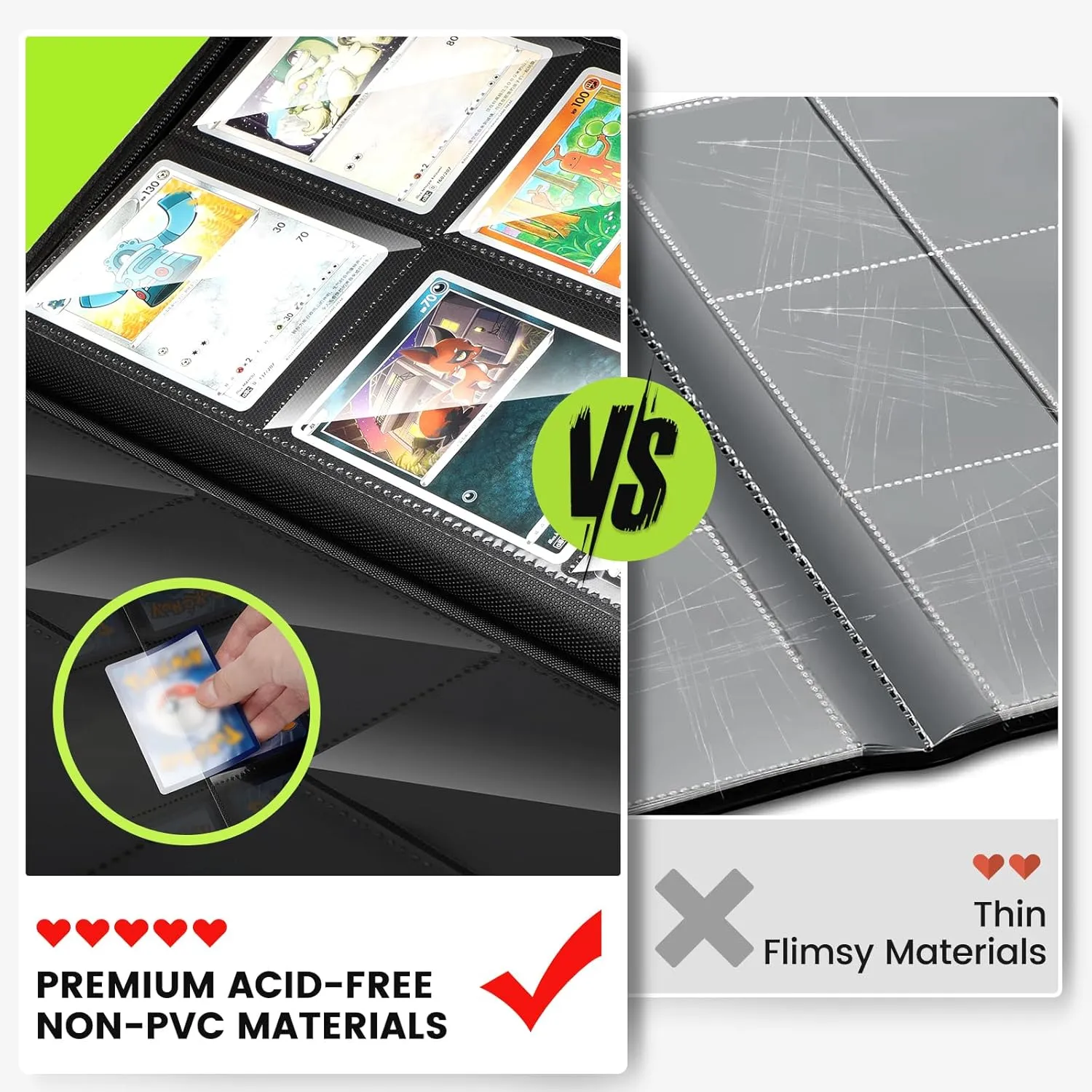 9 Pocket Card Binder, Premium Ringless Trading Card Binder 360 Side Loading Pocket PU Card Collection Binder, Sturdy Collectible Card Albums Card Folder for MTG, TCG, Sports Cards, Game Cards