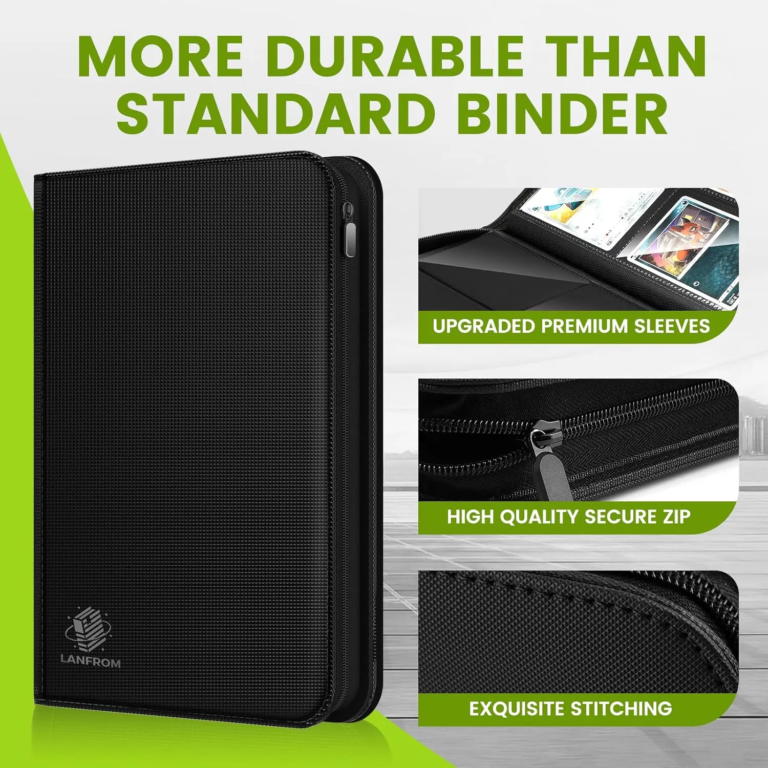 9 Pocket Card Binder, Premium Ringless Trading Card Binder 360 Side Loading Pocket PU Card Collection Binder, Sturdy Collectible Card Albums Card Folder for MTG, TCG, Sports Cards, Game Cards