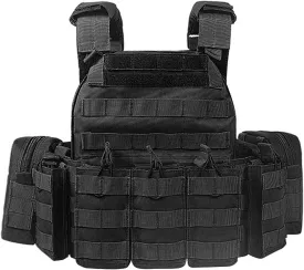 Airsoft Vest for Men Adjustable Modular Tactical Vest with Removable Pouch Adults Breathable Tactical Paintball Vest
