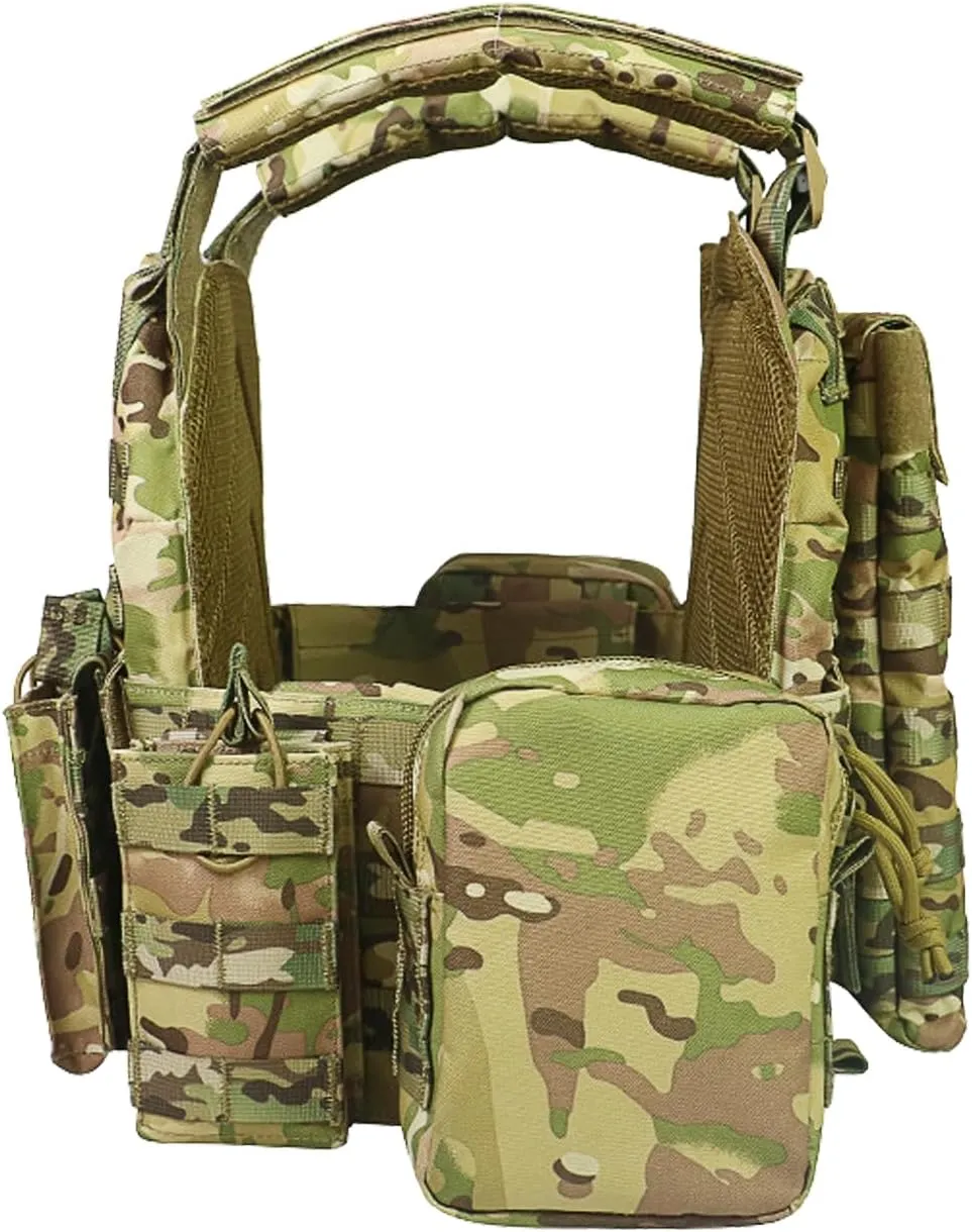 Airsoft Vest for Men Adjustable Modular Tactical Vest with Removable Pouch Adults Breathable Tactical Paintball Vest