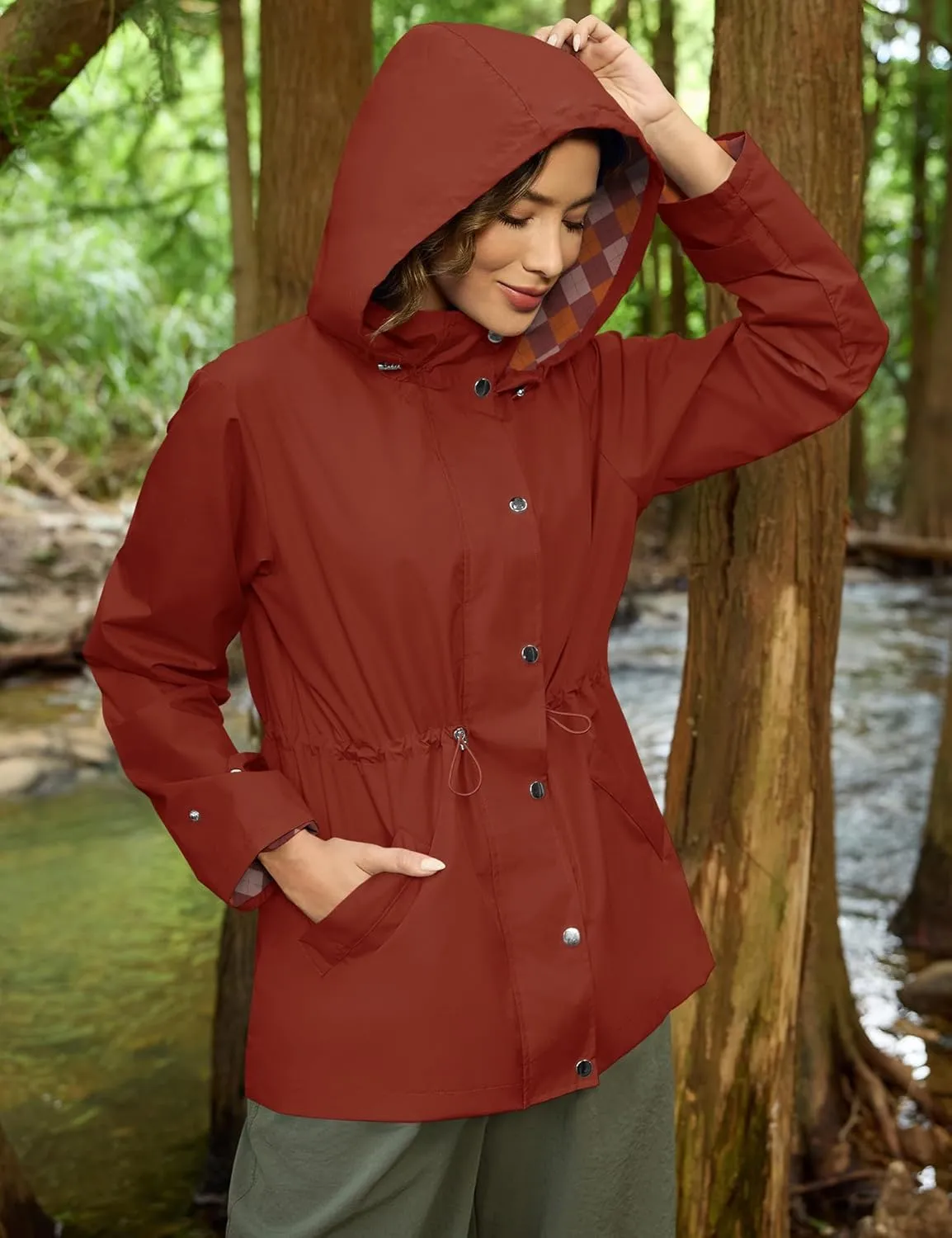 Avoogue Rain Jacket for Women Waterproof Lightweight Hooded Raincoat for Hiking Travel Outdoor