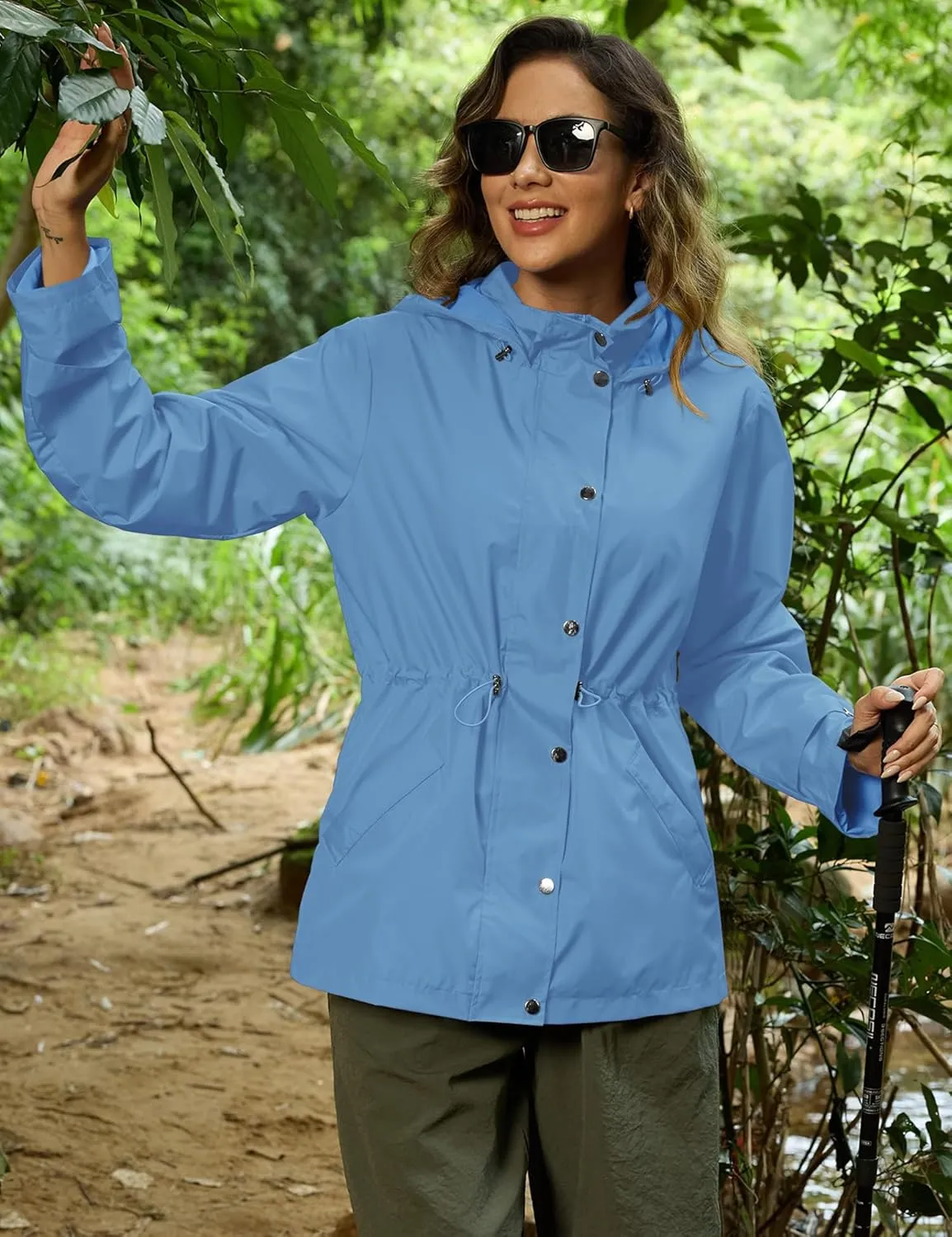 Avoogue Rain Jacket for Women Waterproof Lightweight Hooded Raincoat for Hiking Travel Outdoor