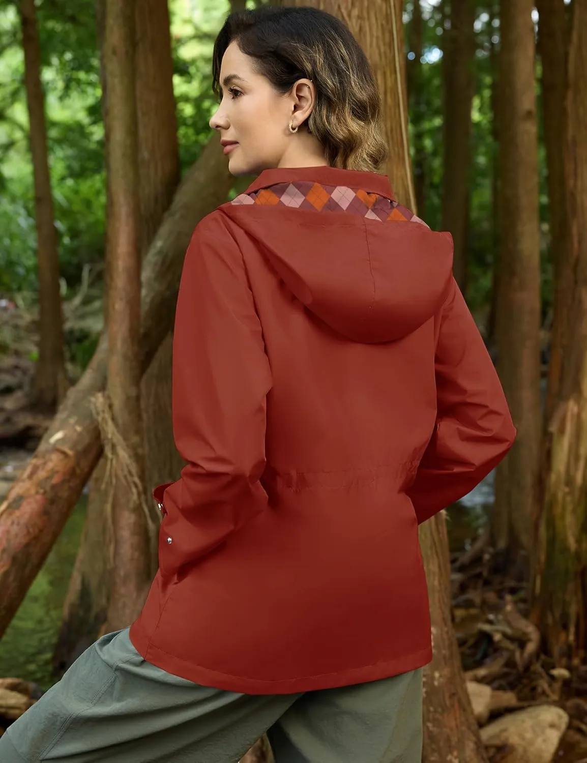 Avoogue Rain Jacket for Women Waterproof Lightweight Hooded Raincoat for Hiking Travel Outdoor