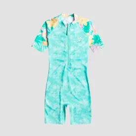 Billabong Little Love Short Sleeve UPF 50 One-Piece Rashguard 2-7 Years Light Lagoon - Girls