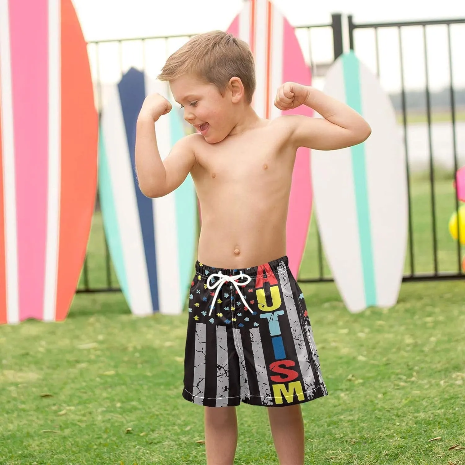 Board Shorts Boys Swim Trunks with Mesh Liner, Boys Toddler Swimsuit Swimwear, 2T