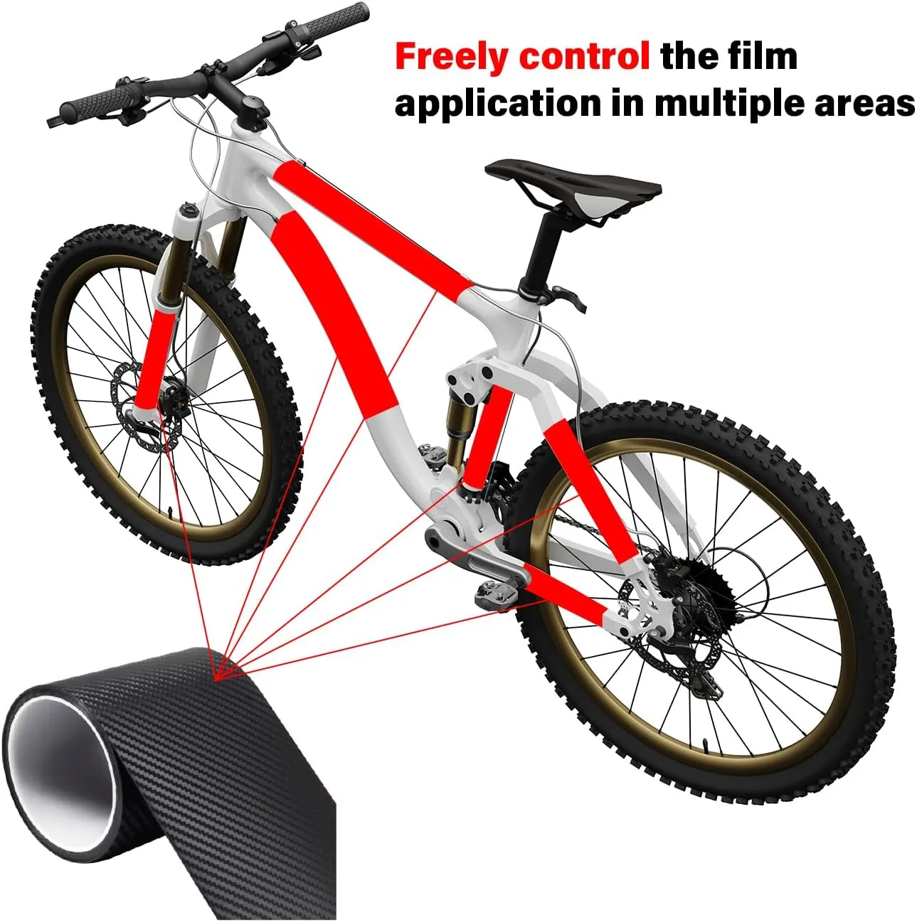 CNC Bike Frame Protection Tape,Bicycle Frame Protector Sticker-Frame Protection Paint Film 3m(4x118), Carbon Fiber Pattern Frame Guard Wrap for Mountain Bike/Gravel/MTB/Road Bike etc.