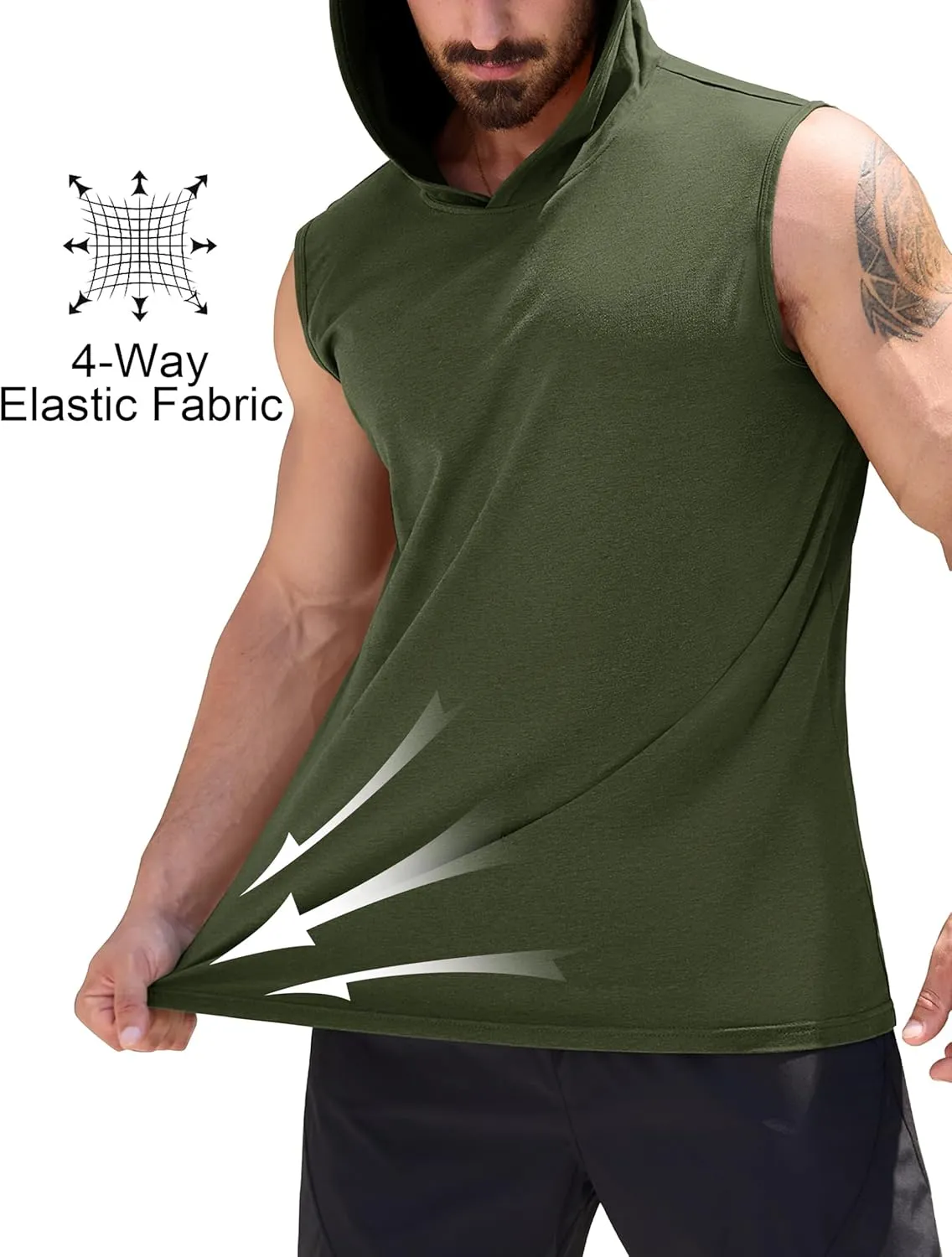 Cotrasen Men's UPF 50  Cotton Hooded Tank Top Sleeveless Hoodie Lightweight Casual Gym Workout Shirt Cooling Muscle Tee Shirt