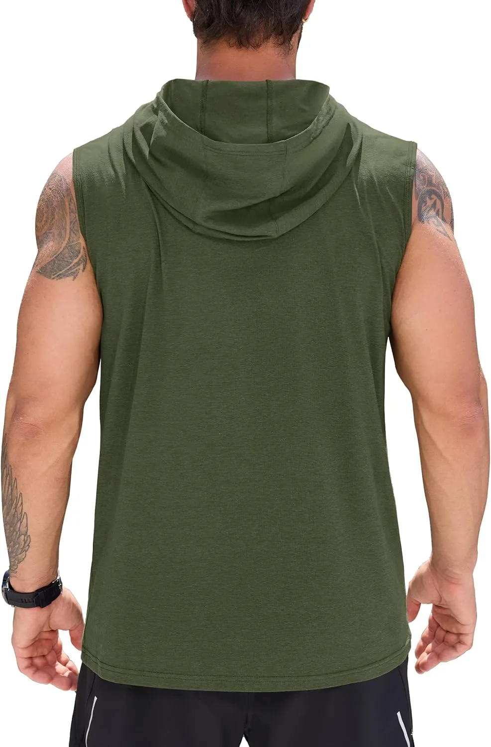 Cotrasen Men's UPF 50  Cotton Hooded Tank Top Sleeveless Hoodie Lightweight Casual Gym Workout Shirt Cooling Muscle Tee Shirt