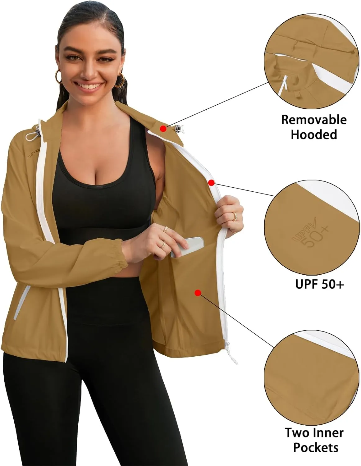 Cromoncent Women's UPF 50  Sun Protection Jacket Hooded Cooling Shirt for Women with Pocket