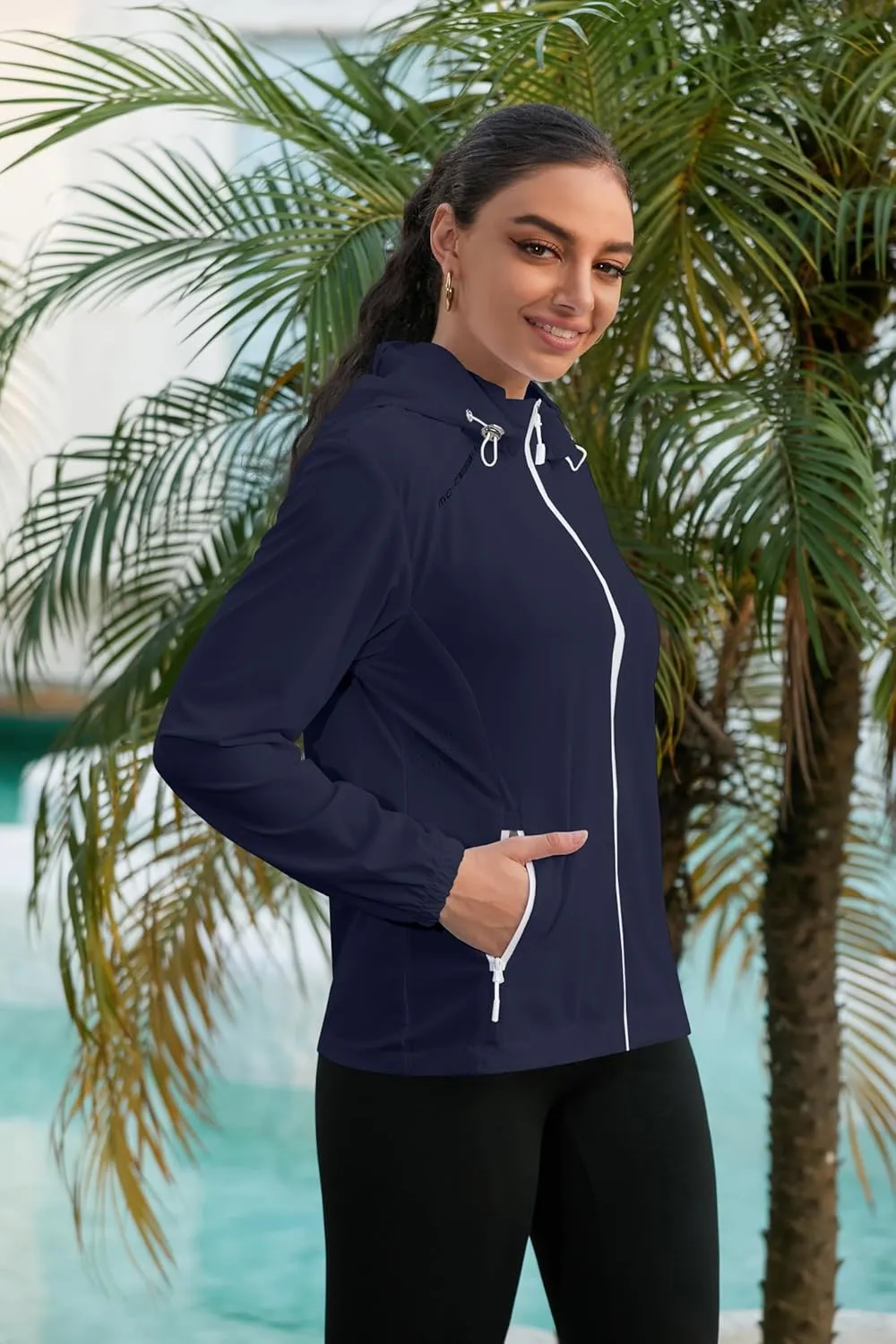 Cromoncent Women's UPF 50  Sun Protection Jacket Hooded Cooling Shirt for Women with Pocket