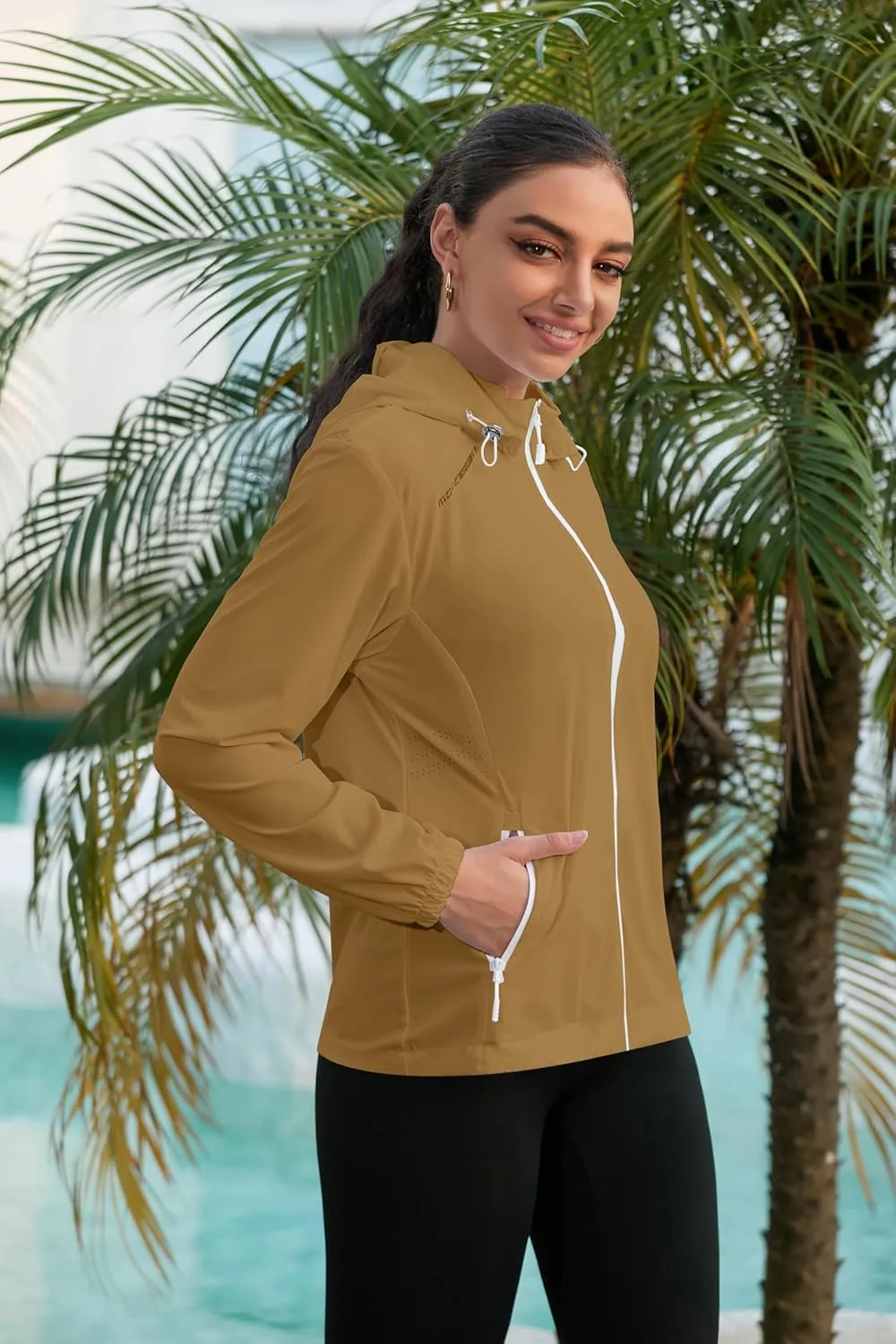 Cromoncent Women's UPF 50  Sun Protection Jacket Hooded Cooling Shirt for Women with Pocket