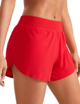 CRZ YOGA Mid Waisted Dolphin Athletic Shorts for Women 4" Lightweight High Split for Gym Workout with Liner Quick Dry