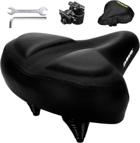 DAWAY C40 Ultra Comfortable Oversized Bike Seat - Memory Foam Padded, Extra Wide Bicycle Saddle, Ergonomic Replacement Cushion for Men Women - Fits for Peloton, Cruiser, Mountain, Road, Exercise Bikes