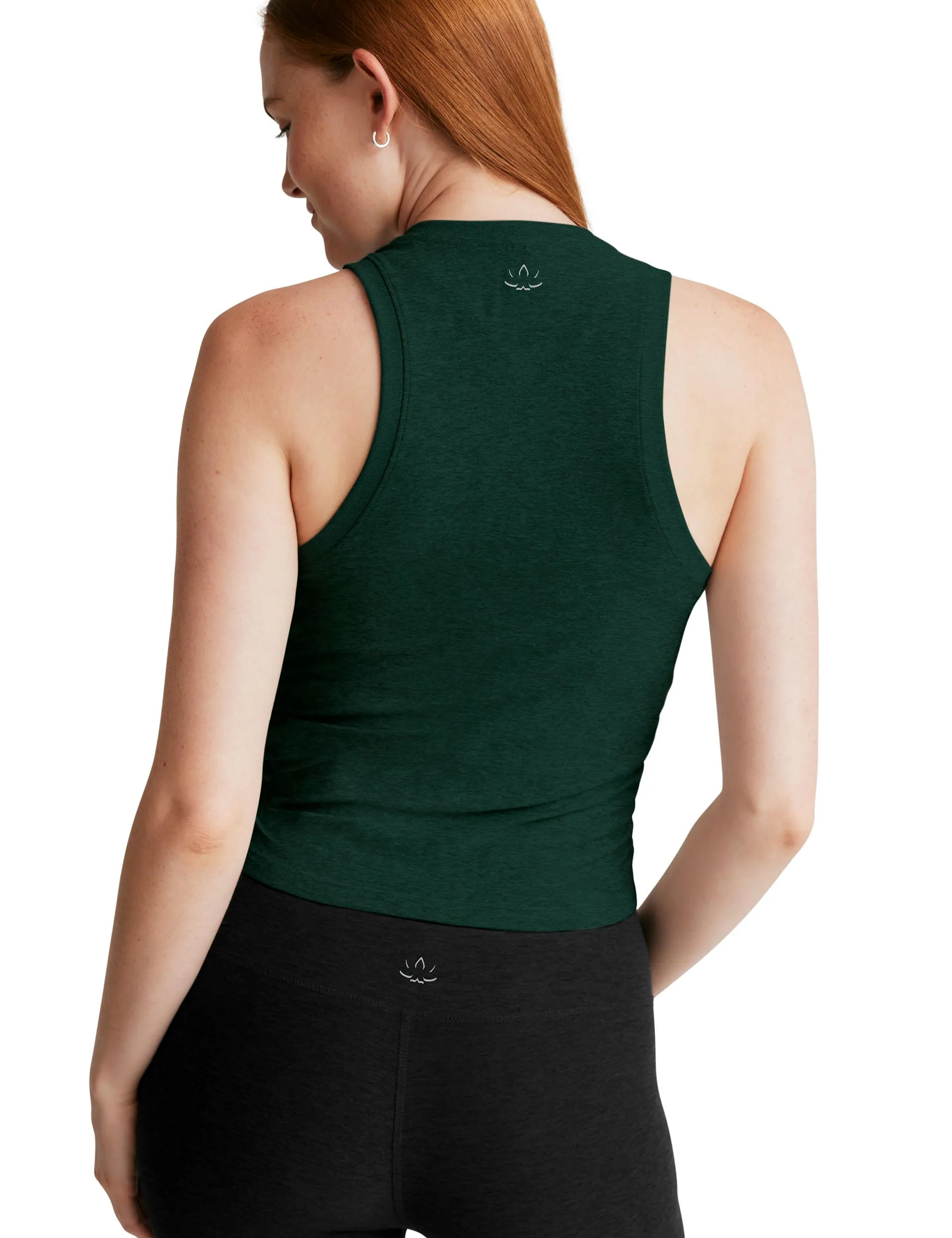 FEATHERWEIGHT YOUR FIT SHIRRED TANKDARK SPRUCE GREEN HEATHER