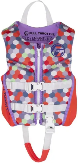 Full Throttle Child Rapid Dry Flex Back Life Jacket, Pink
