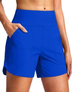 G Gradual Women's 5" Swim Board Shorts Quick Dry High Waisted Beach Shorts for Women Swimsuit Bottoms with Liner Pockets