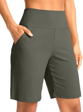 G Gradual Women's Bermuda Long Shorts with Pockets 9" High Waisted Knee Length Shorts for Women Walking Athletic Workout
