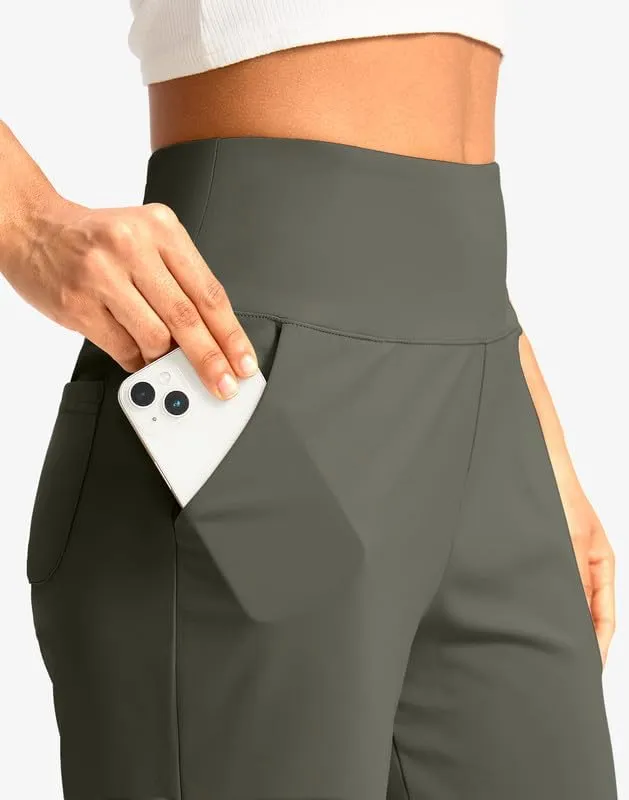 G Gradual Women's Bermuda Long Shorts with Pockets 9" High Waisted Knee Length Shorts for Women Walking Athletic Workout