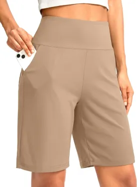 G Gradual Women's Bermuda Long Shorts with Pockets 9" High Waisted Knee Length Shorts for Women Walking Athletic Workout