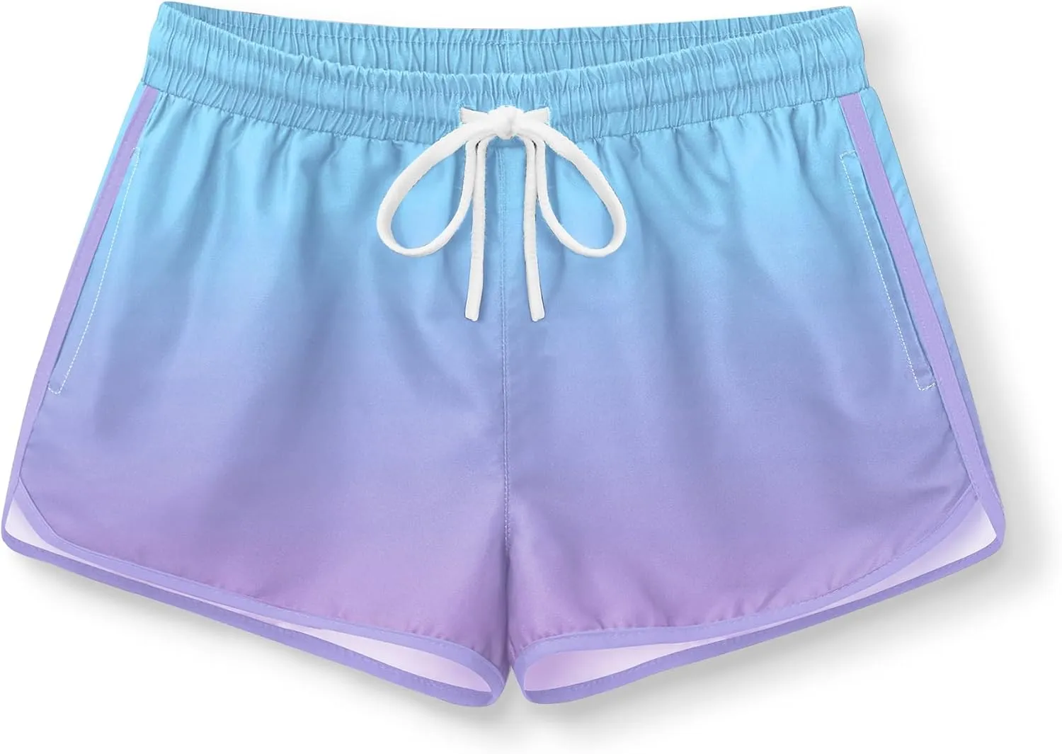 Girls 4th of July Summer Elastic Waist Beach Swim Shorts Quick Dry American Flag Swim Trunks with Pockets 5-14 Years