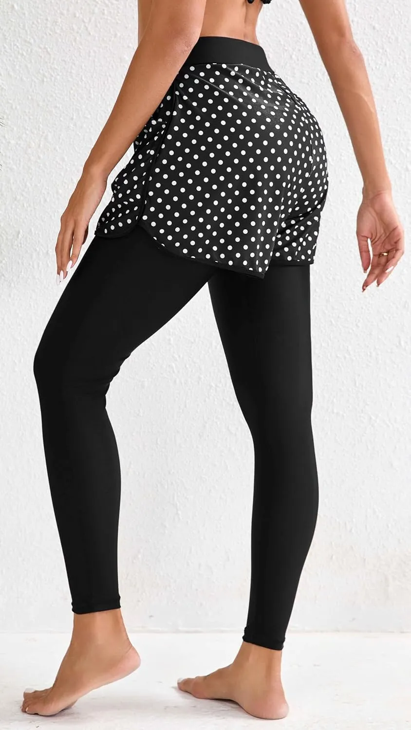 Halcurt Womens Swim Pants with Shorts 27" Swim Leggings Pockets Board Shorts Rash Guard Pants