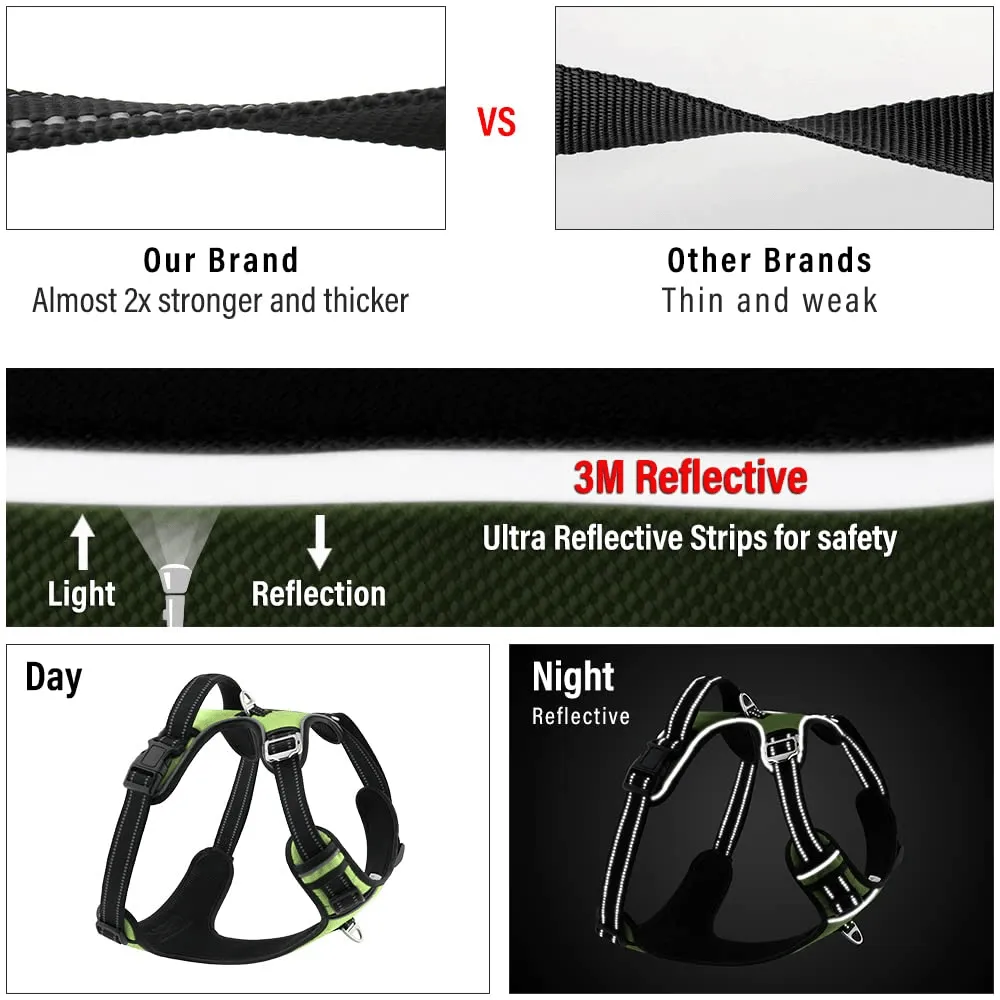 Hank 3M Reflective Harness for Puller Dogs (Neon Green)