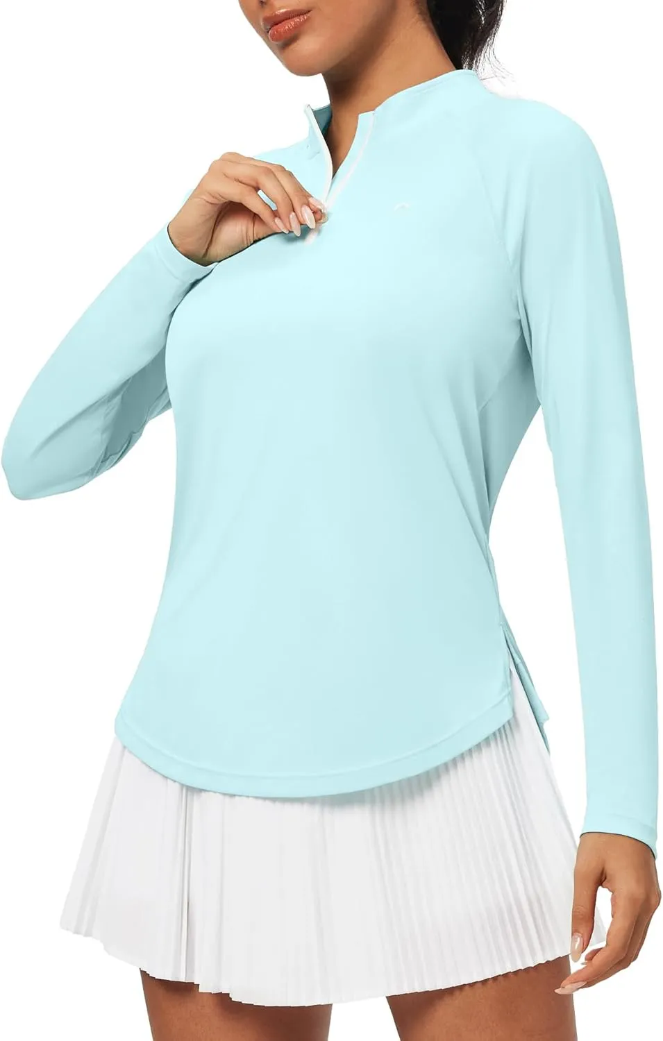 Heathyoga Womens Long Sleeve Workout Tops Golf Shirts for Woman UPF 50  UV Sun Protection SPF Shirts Quarter Zip Pullover
