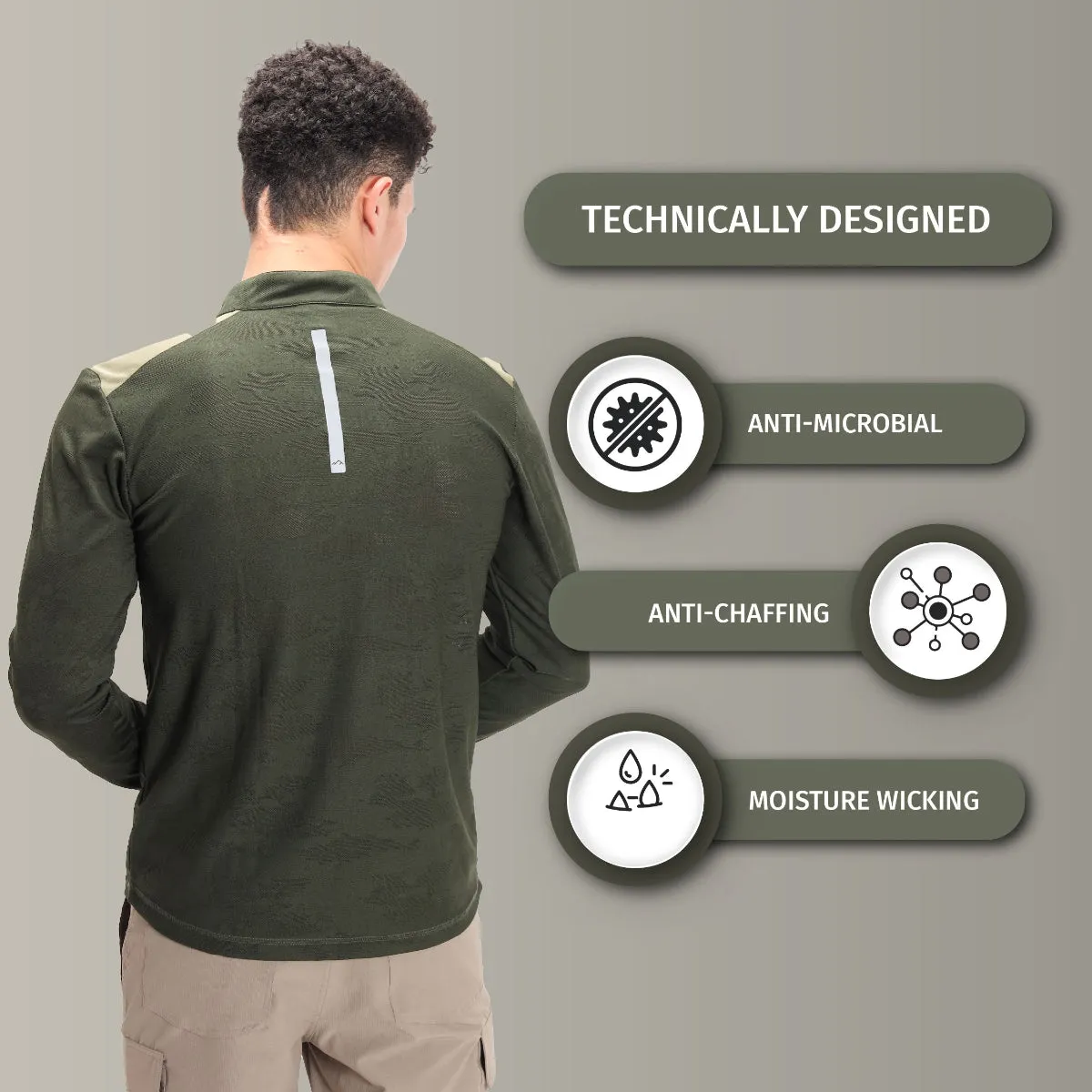 Hiking and Trekking T-Shirt | Jersey - Full Sleeves - Green