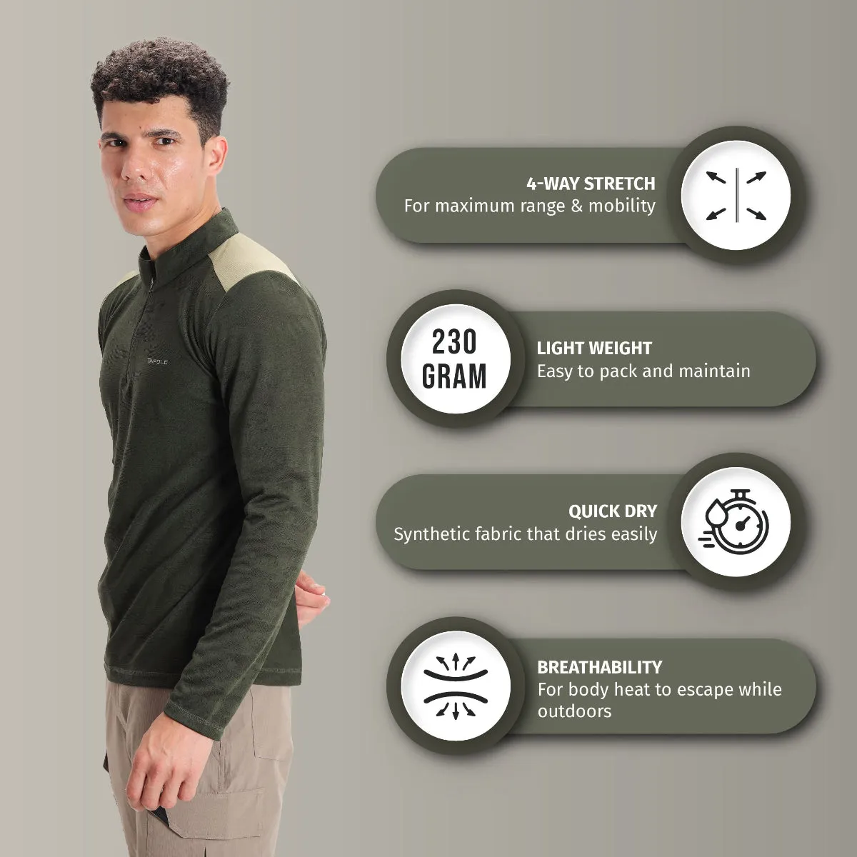 Hiking and Trekking T-Shirt | Jersey - Full Sleeves - Green