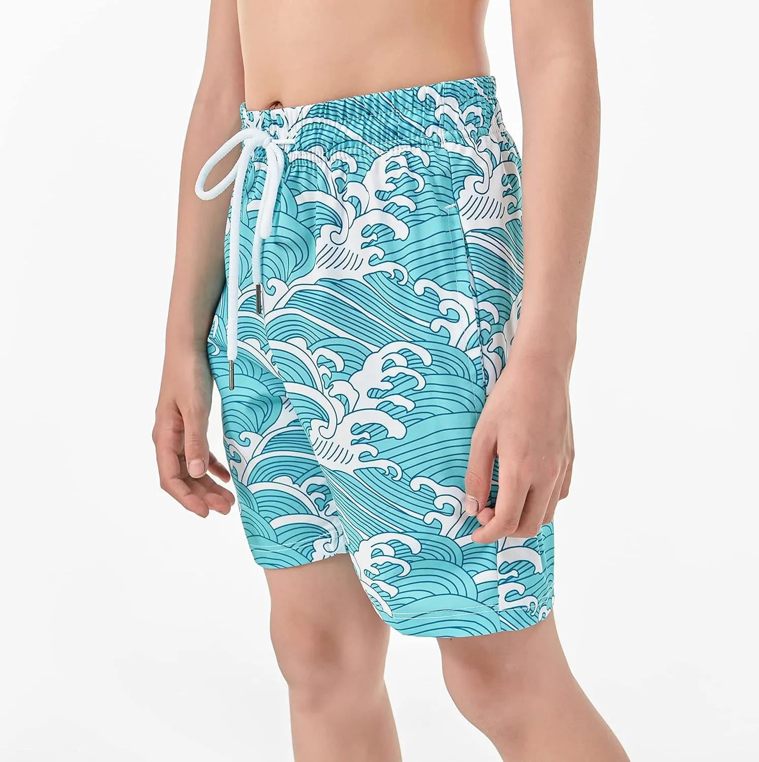 IRELIA Boys Swim Trunks with Boxer Brief Liner Compression Swimming Shorts Quick Dry Swimwear