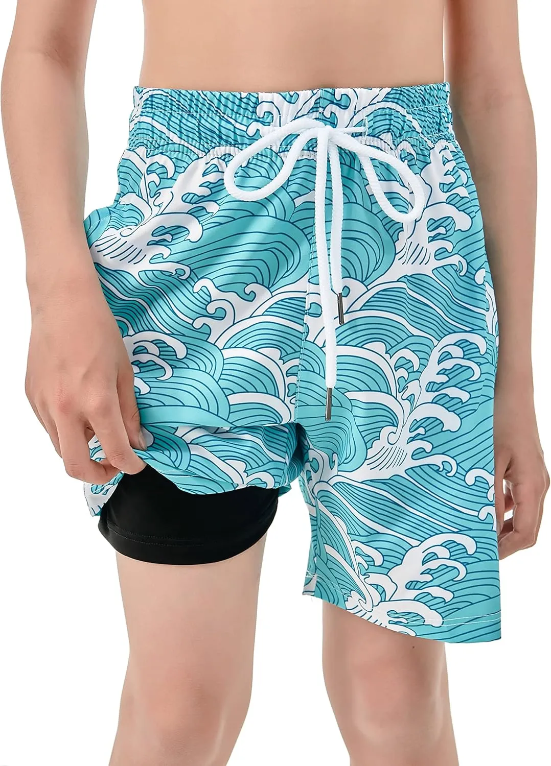 IRELIA Boys Swim Trunks with Boxer Brief Liner Compression Swimming Shorts Quick Dry Swimwear