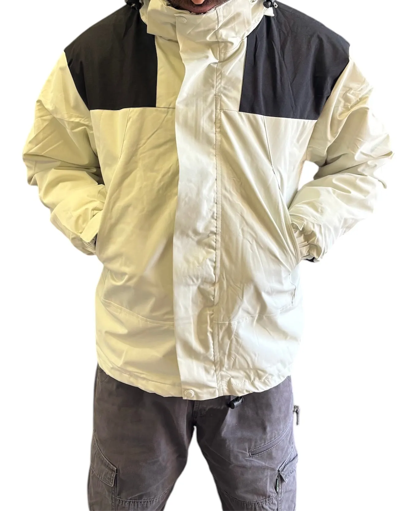 JAG Polar Pro Double Jacket | Fleece Jacket with Windcheater | All Weather | 3 in 1 | Pearl White