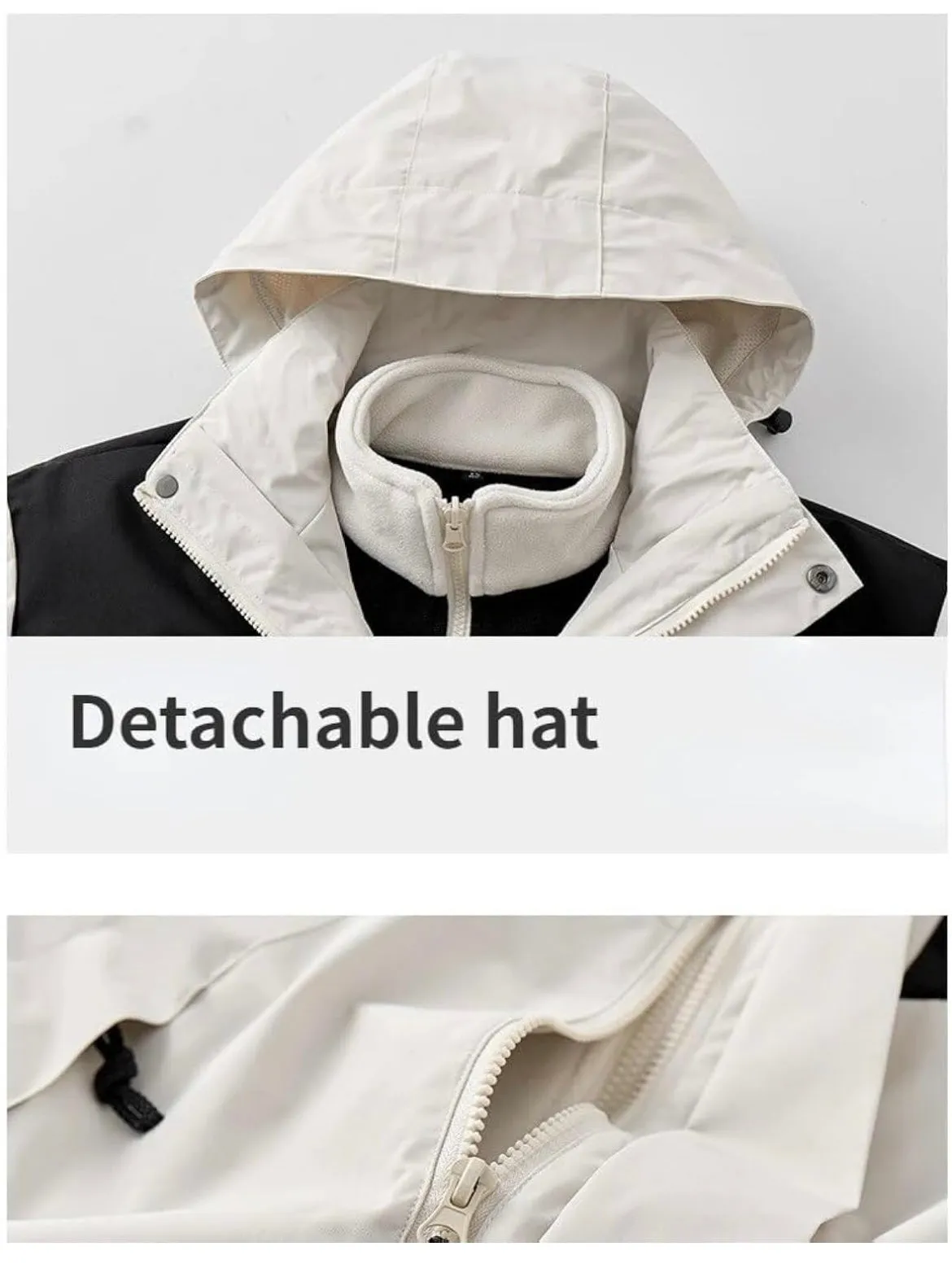 JAG Polar Pro Double Jacket | Fleece Jacket with Windcheater | All Weather | 3 in 1 | Pearl White