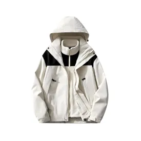 JAG Polar Pro Double Jacket | Fleece Jacket with Windcheater | All Weather | 3 in 1 | Pearl White