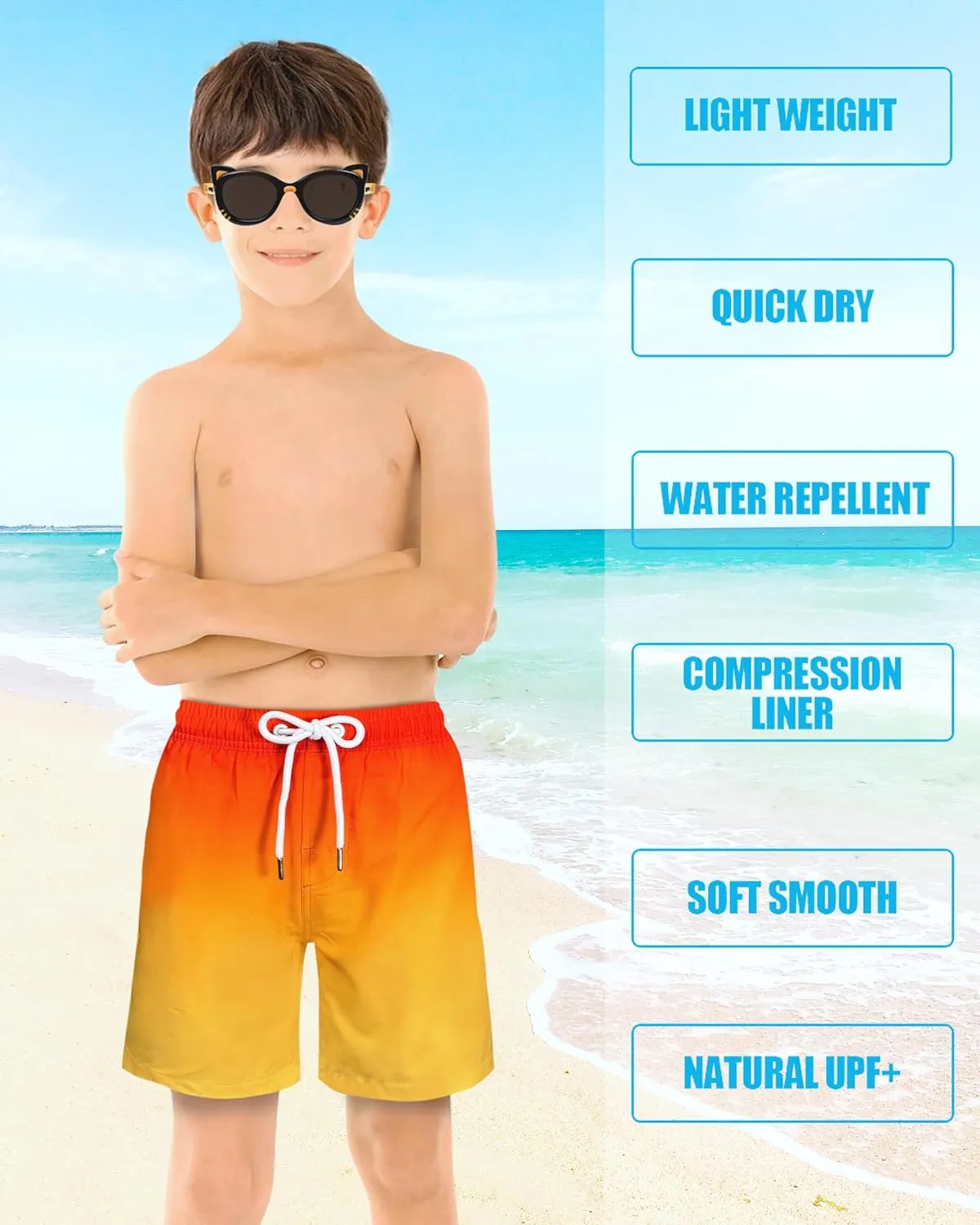 LUCOWEE Boys Swim Trunks Soft Boxers Lined no Chafe Swimsuit Bathing Shorts Sandless Quick Dry UPF 50  Functional Drawstring