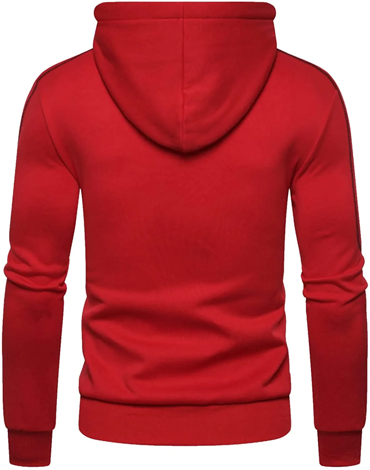 Men's Casual Red Full Zip Lightweight Hoodie Sweatshirt