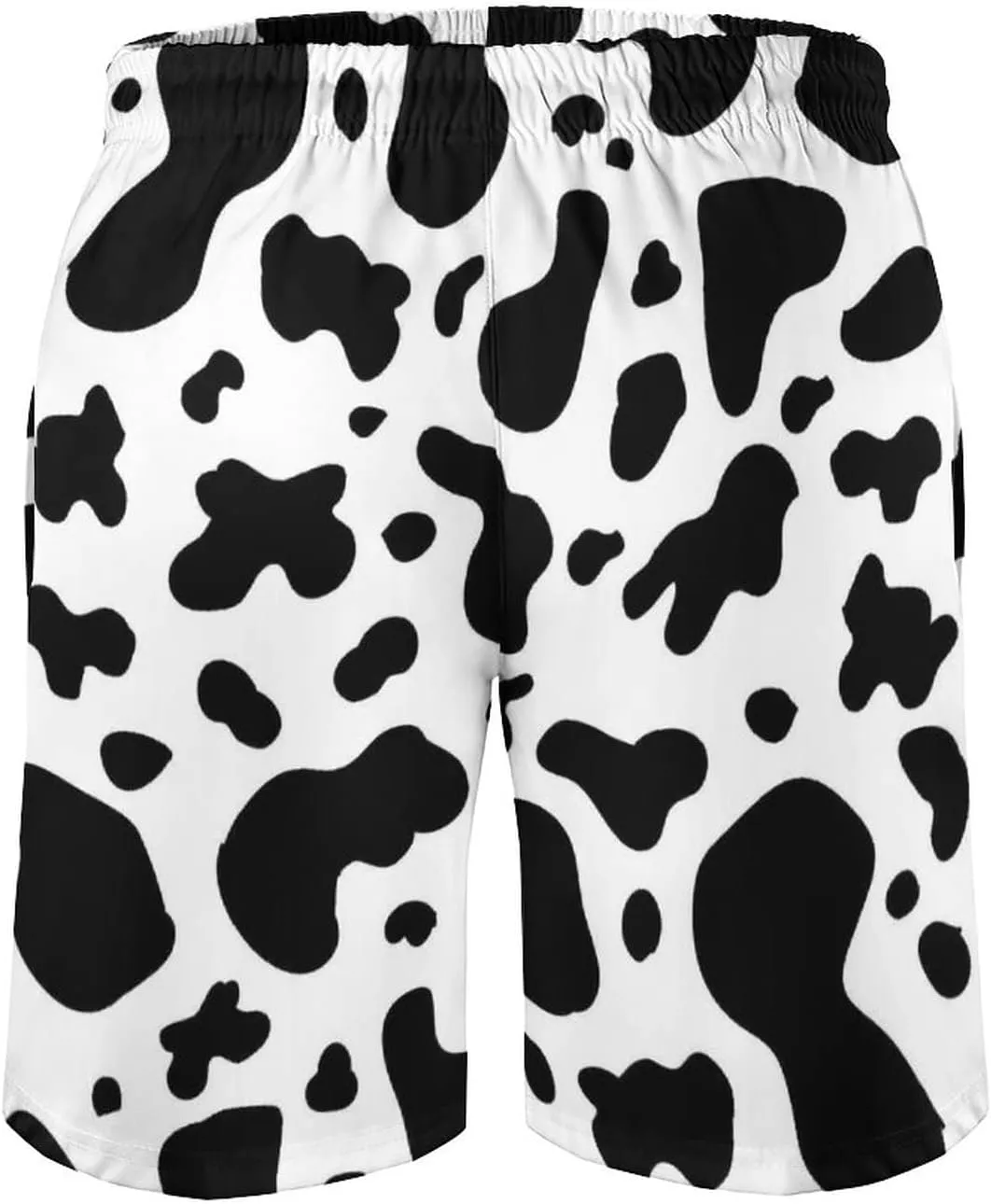 Mens Cow Print Beach Board Shorts Swim Trunks with Mesh Lining