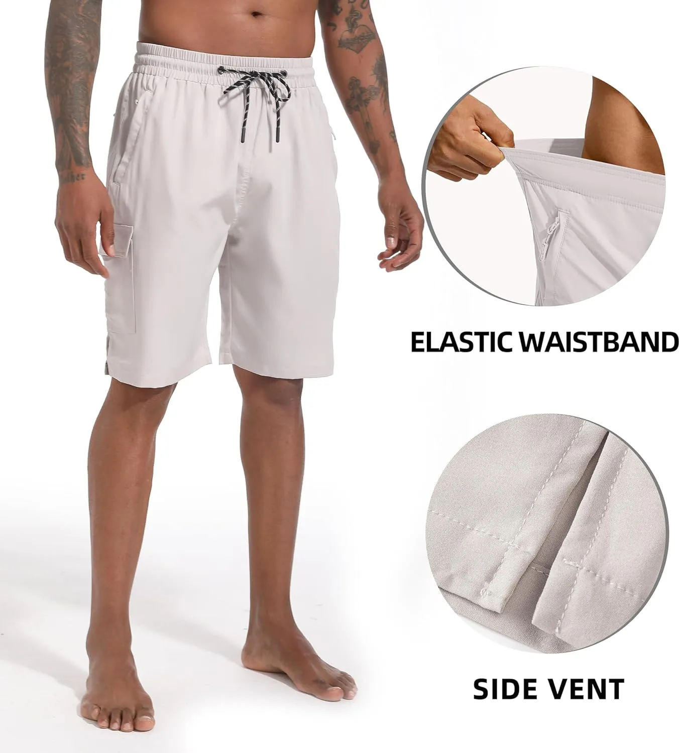 Men's Swim Trunks Quick Dry Board Shorts with Zipper Pockets Beach Shorts Bathing Suits for Men - No Mesh Liner