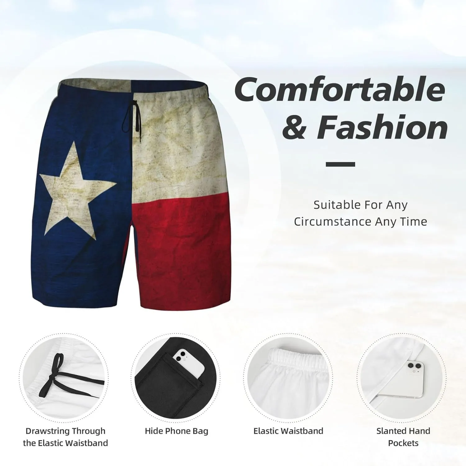 Mens Swim Trunks with Compression Liner 9 Inch Inseam Quick Dry Board Shorts