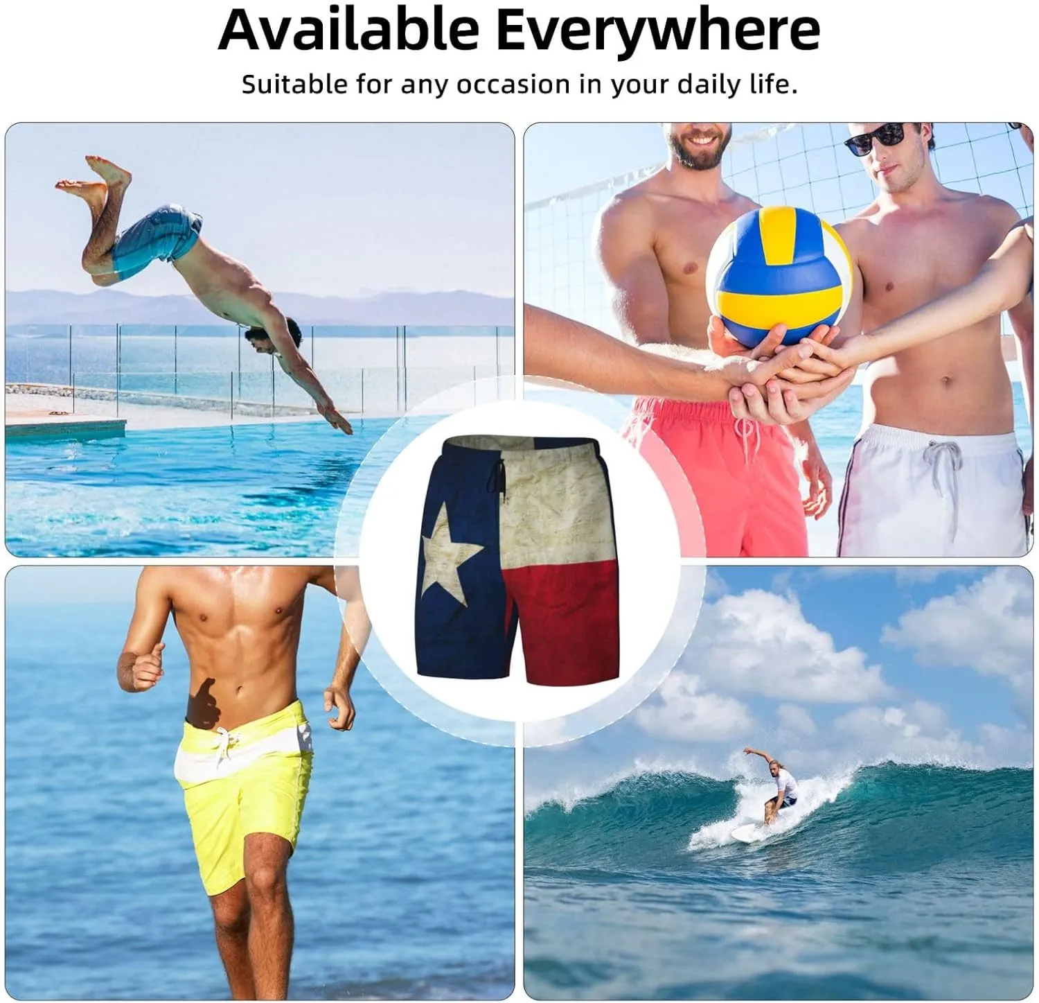 Mens Swim Trunks with Compression Liner 9 Inch Inseam Quick Dry Board Shorts