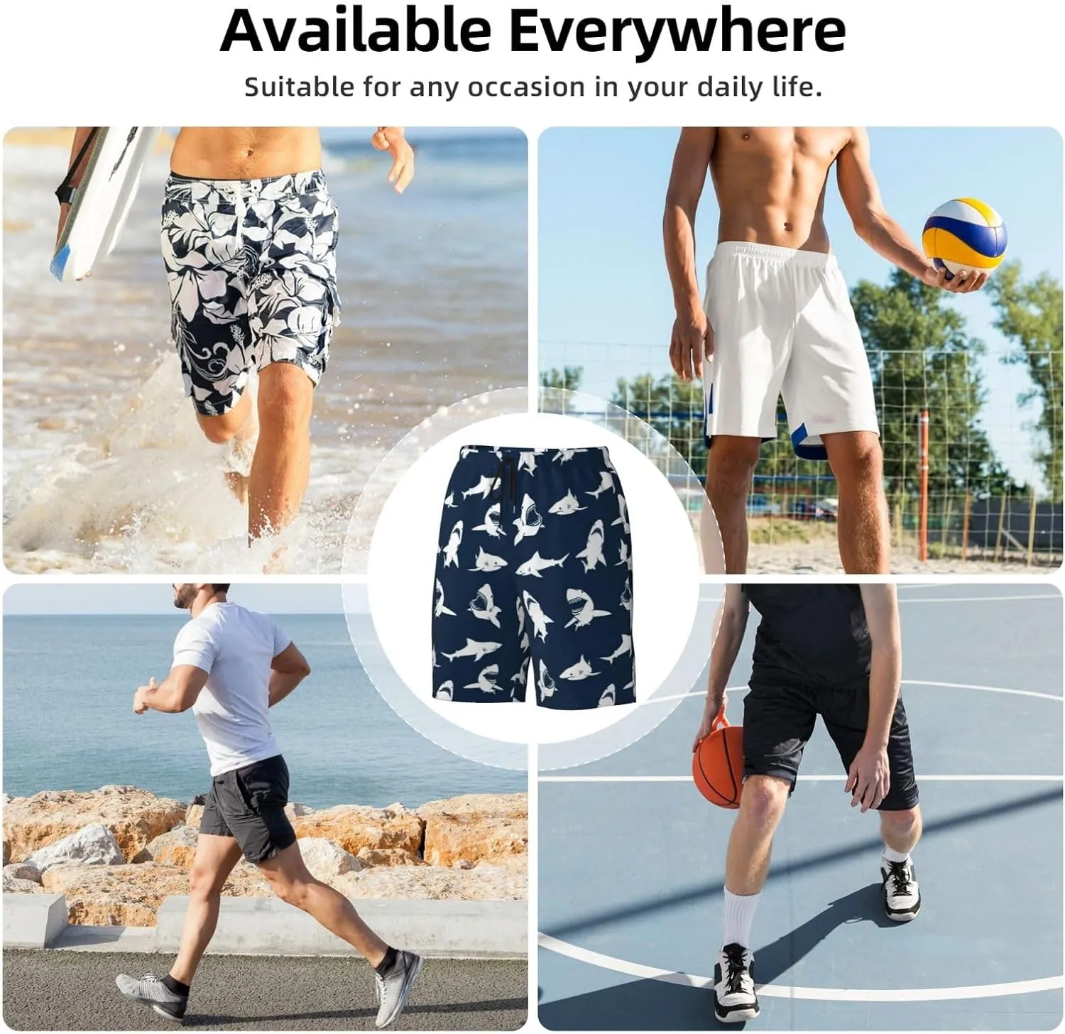 Mens Swim Trunks,Quick Dry Bathing Suits Summer Board Beach Shorts with Mesh Lining