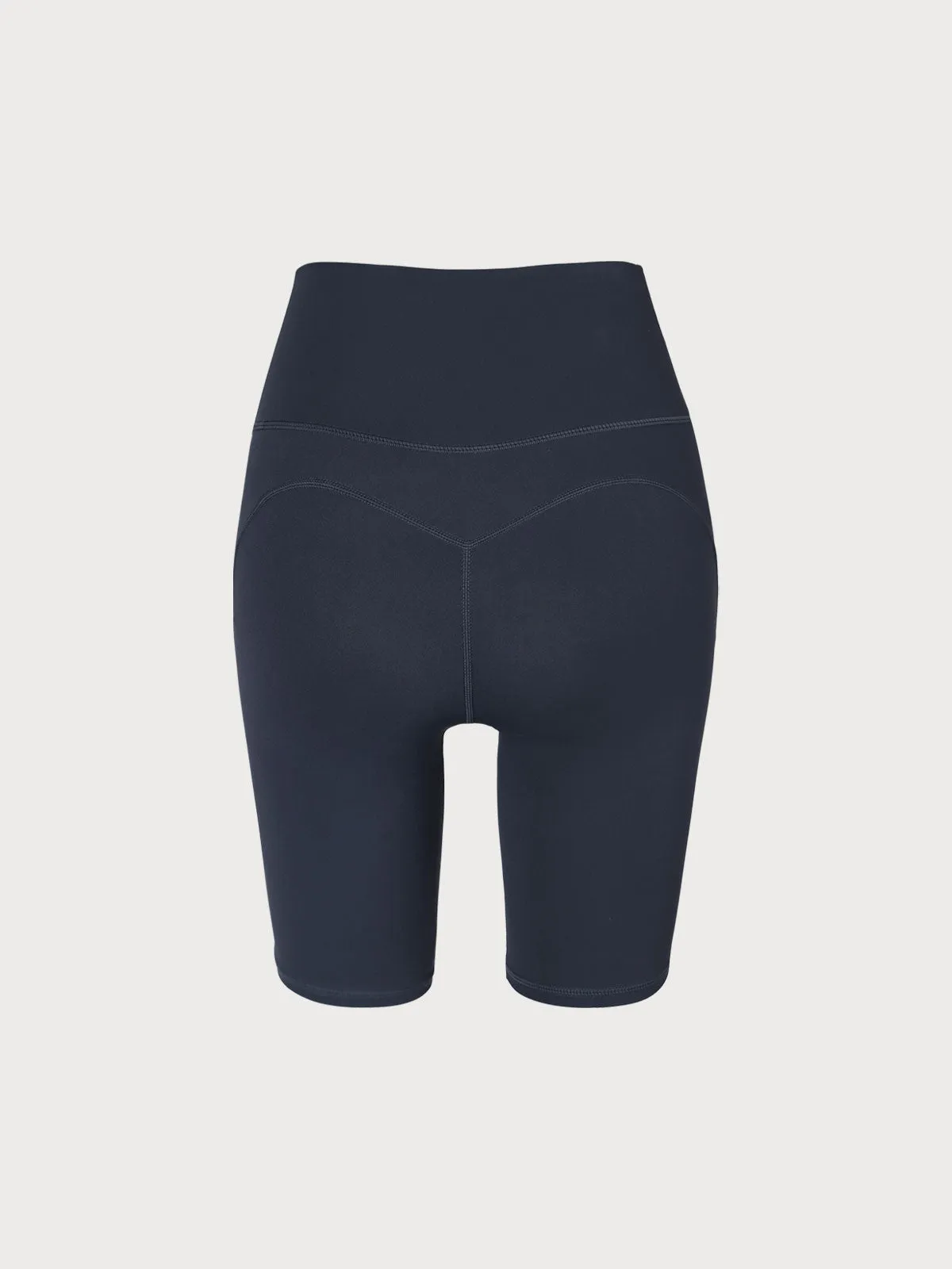 Navy High Waisted Yoga Shorts 8”