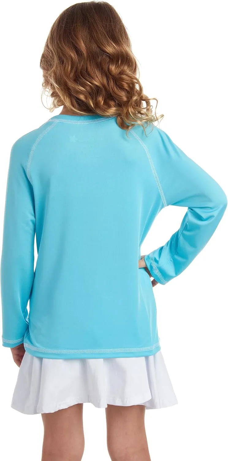 Pink Platinum Girls Rash Guard - UPF 50  Long Sleeve Swim Top Quick Dry Sun Protection Rashguard Swimsuit for Girls (4-16)
