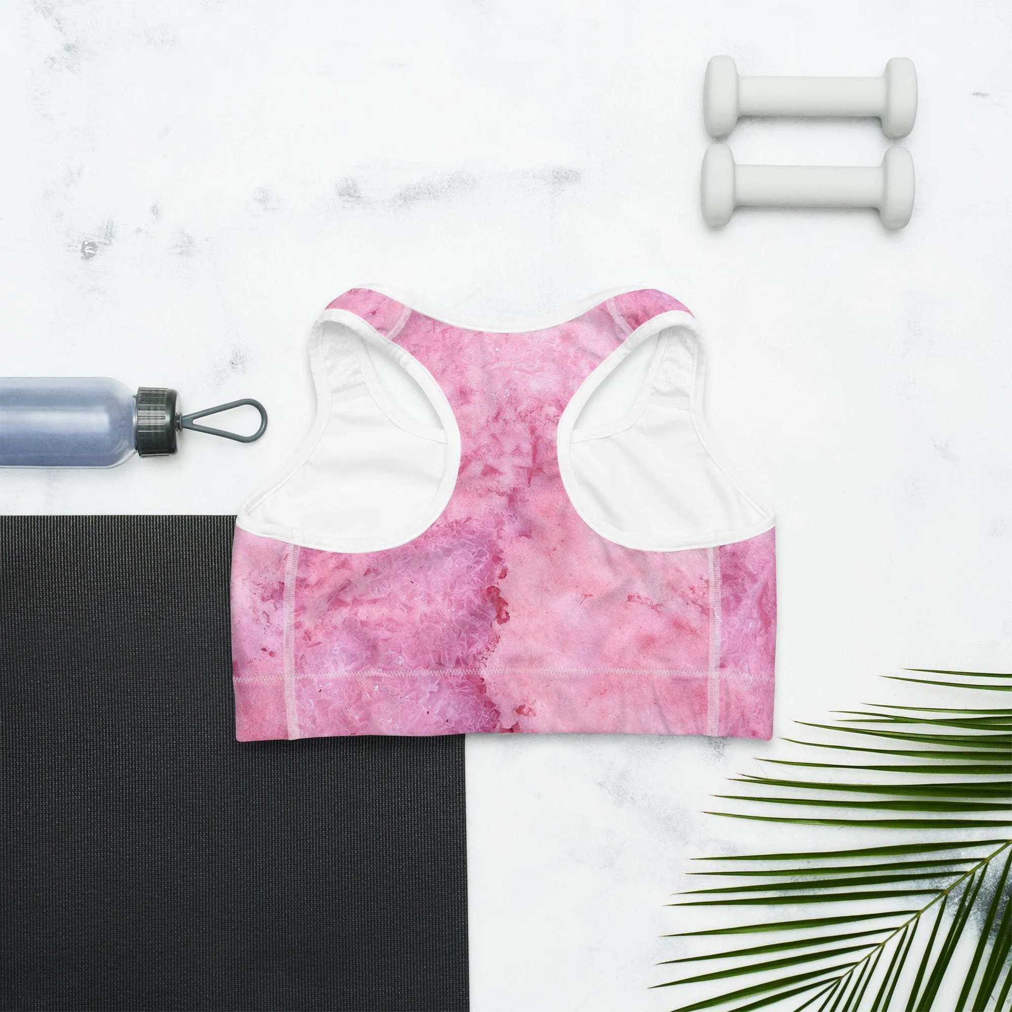 Pink Watercolor Print Womens Light Weight Sports Bra