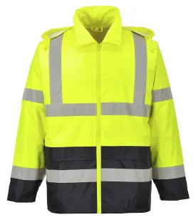 Portwest UH443 Classic Waterproof Rain Jacket in Reflective Contrast Hivis ANSI, XXL